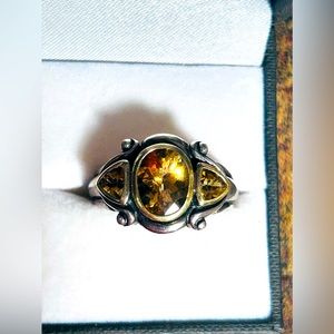 Samuel Benham BJC 925 Sterling Silver and 18K Yellow Gold Citrine Ring